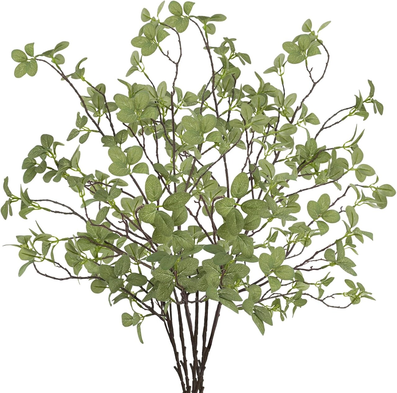 6 pcs Artificial Greenery Stems, 41.3’’ Tall Fake Plants Branches Faux Greenery Ficus Twig Leaf for Home Garden Shop Office Desk Decoration 1"D x 20"W x 41.3"H
